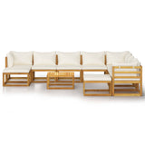 NNEVL 11 Piece Garden Lounge Set with Cushion Cream Solid Acacia Wood