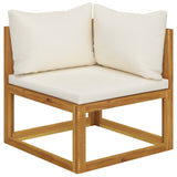 NNEVL 11 Piece Garden Lounge Set with Cushion Cream Solid Acacia Wood