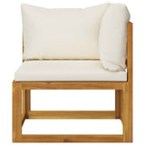 NNEVL 11 Piece Garden Lounge Set with Cushion Cream Solid Acacia Wood