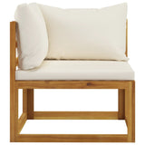 NNEVL 11 Piece Garden Lounge Set with Cushion Cream Solid Acacia Wood