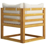 NNEVL 11 Piece Garden Lounge Set with Cushion Cream Solid Acacia Wood