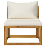 NNEVL 11 Piece Garden Lounge Set with Cushion Cream Solid Acacia Wood