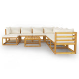 NNEVL 9 Piece Garden Lounge Set with Cushion Cream Solid Acacia Wood