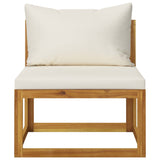 NNEVL 9 Piece Garden Lounge Set with Cushion Cream Solid Acacia Wood