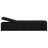 NNEVL 3 Piece Garden Sun Loungers with Tea Table Poly Rattan Black