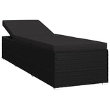 NNEVL 3 Piece Garden Sun Loungers with Tea Table Poly Rattan Black