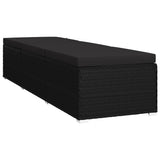 NNEVL 3 Piece Garden Sun Loungers with Tea Table Poly Rattan Black