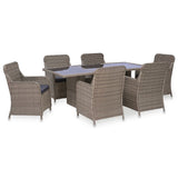 NNEVL 7 Piece Outdoor Dining Set Poly Rattan Brown