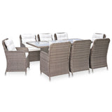 NNEVL 9 Piece Outdoor Dining Set Poly Rattan Brown