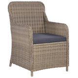NNEVL 7 Piece Outdoor Dining Set with Cushions Poly Rattan Brown