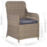 NNEVL 7 Piece Outdoor Dining Set with Cushions Poly Rattan Brown