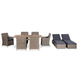 NNEVL 9 Piece Outdoor Dining Set Poly Rattan Brown