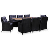 NNEVL 9 Piece Outdoor Dining Set Poly Rattan Black