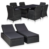 NNEVL 9 Piece Outdoor Dining Set Poly Rattan Black