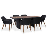 NNEVL 7 Piece Outdoor Dining Set with Cushions Poly Rattan Black