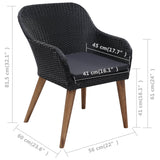NNEVL 7 Piece Outdoor Dining Set with Cushions Poly Rattan Black
