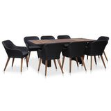 NNEVL 9 Piece Outdoor Dining Set with Cushions Poly Rattan Black
