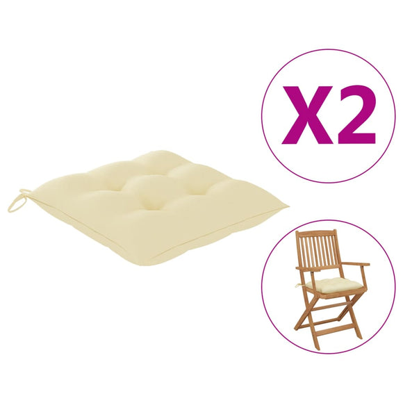 NNEVL Chair Cushions 2 pcs Cream White 40x40x7 cm Fabric