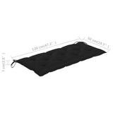 NNEVL Garden Bench Cushion Black 120x50x7 cm Fabric