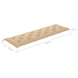 NNEVL Garden Bench Cushion Beige 180x50x7 cm Fabric