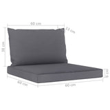 NNEVL Pallet Sofa Cushions 2 pcs Anthracite Fabric