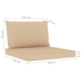 NNEVL Pallet Sofa Cushions 2 pcs Beige Fabric