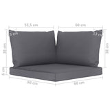 NNEVL Pallet Sofa Cushions 3 pcs Anthracite Fabric
