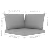 NNEVL Pallet Sofa Cushions 3 pcs Grey Fabric