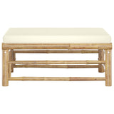 NNEVL Garden Footrest with Cream White Cushion Bamboo