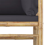 NNEVL 2 Piece Garden Lounge Set with Dark Grey Cushions Bamboo