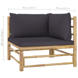 NNEVL 2 Piece Garden Lounge Set with Dark Grey Cushions Bamboo