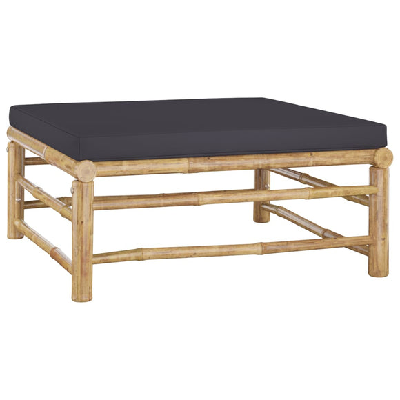 NNEVL Garden Footrest with Dark Grey Cushion Bamboo