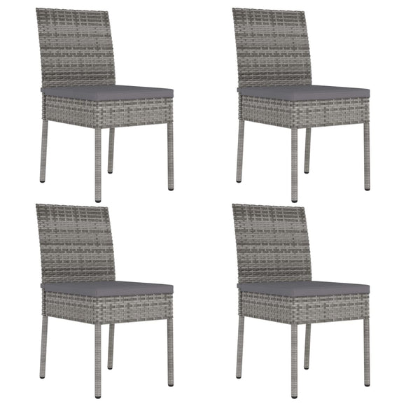 NNEVL Garden Dining Chairs 4 pcs Poly Rattan Grey