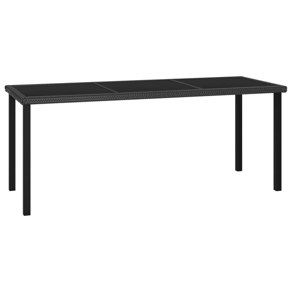 NNEVL Garden Dining Table Black 180x70x73 cm Poly Rattan