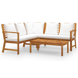 NNEVL 4 Piece Garden Lounge Set with Cushion Cream Solid Acacia Wood