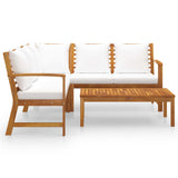 NNEVL 4 Piece Garden Lounge Set with Cushion Cream Solid Acacia Wood