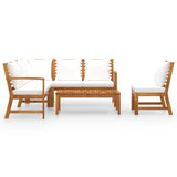 NNEVL 5 Piece Garden Lounge Set with Cushion Cream Solid Acacia Wood