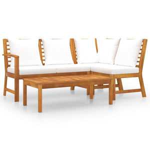 NNEVL 4 Piece Garden Lounge Set with Cushion Cream Solid Acacia Wood