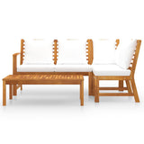 NNEVL 4 Piece Garden Lounge Set with Cushion Cream Solid Acacia Wood