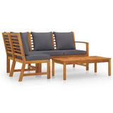 NNEVL 4 Piece Garden Lounge Set with Cushion Solid Acacia Wood