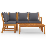 NNEVL 4 Piece Garden Lounge Set with Cushion Solid Acacia Wood