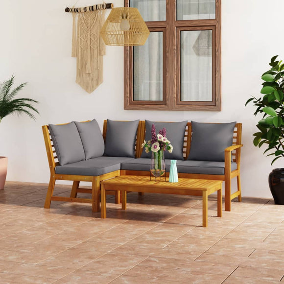 NNEVL 4 Piece Garden Lounge Set with Cushion Solid Acacia Wood