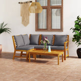 NNEVL 4 Piece Garden Lounge Set with Cushion Solid Acacia Wood