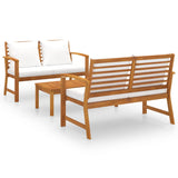 NNEVL 3 Piece Garden Lounge Set with Cushion Solid Acacia Wood