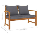 NNEVL 3 Piece Garden Lounge Set with Cushion Solid Acacia Wood