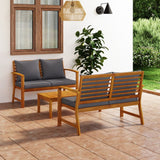 NNEVL 3 Piece Garden Lounge Set with Cushion Solid Acacia Wood