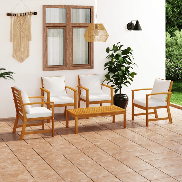 NNEVL 5 Piece Garden Lounge Set with Cushion Solid Acacia Wood