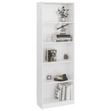 NNEVL 5-Tier Book Cabinet High Gloss White 60x24x175 cm Engineered Wood