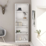 NNEVL 5-Tier Book Cabinet High Gloss White 60x24x175 cm Engineered Wood