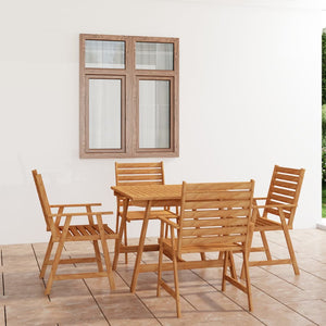 NNEVL 5 Piece Garden Dining Set Solid Acacia Wood